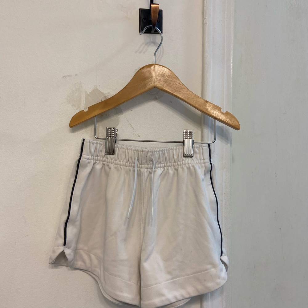 Zara White Kids Athletic Drawstring Shorts with Black Side Trim